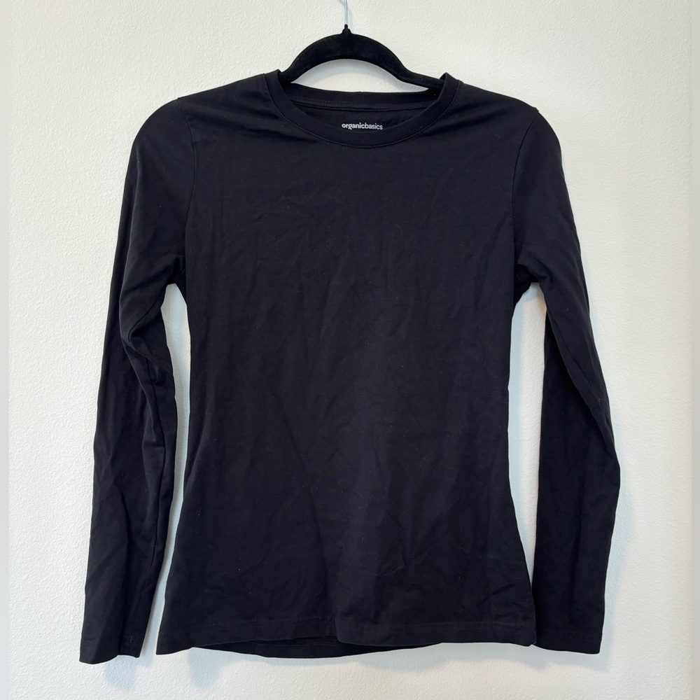 Organic Basics 100% Cotton Classic Black Long Sleeve Tee
